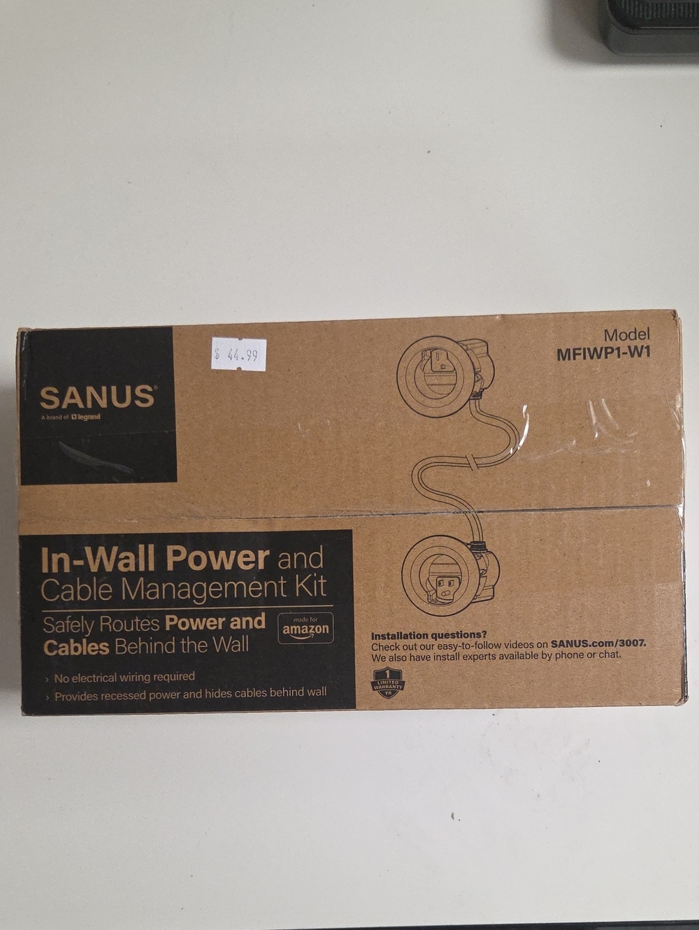 SANUS In-Wall Power and Cable Management Kit - Brown